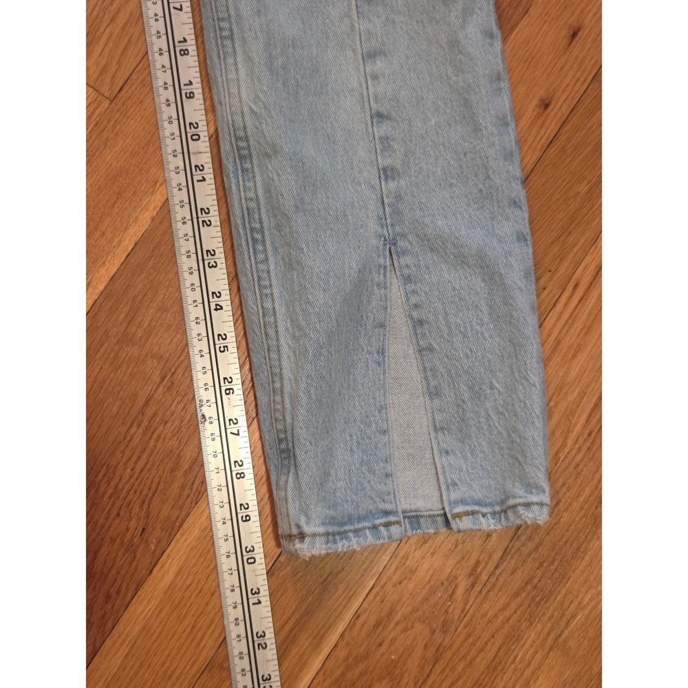 Abercrombie & Fitch 90s Straight Ultra High Rise Jeans Light Wash Split Hem 25/0 - Picture 8 of 10